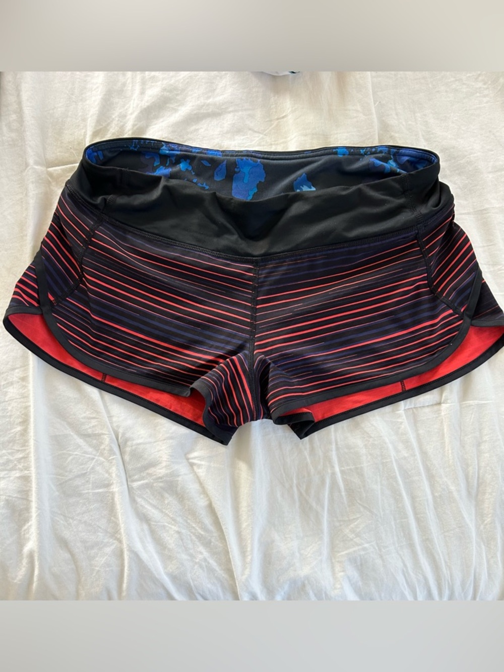 lululemon athletica Classic Speed Shorts Low Rise Black Multi Lined Zip Pocket - Picture 4 of 7